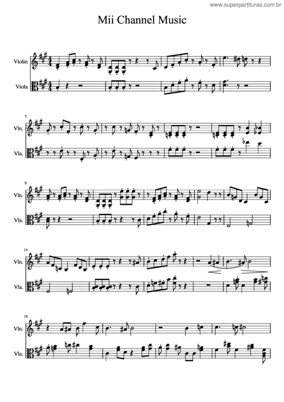 Partitura da música Mii Channel Music