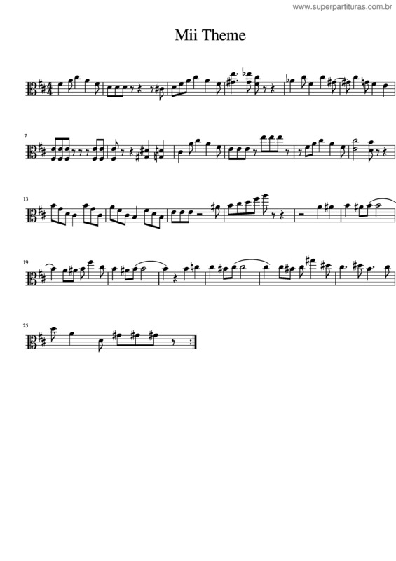 Partitura da música Mii Theme Viola Solo