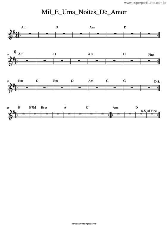 Partitura da música Mil E Uma Noites De Amor