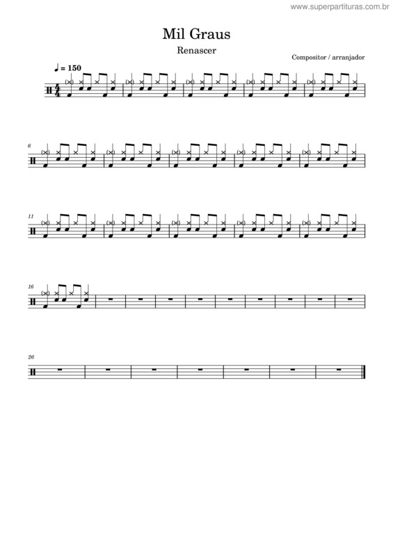 Partitura da música Mil Graus – Renascer Praise Mil Graus Teste