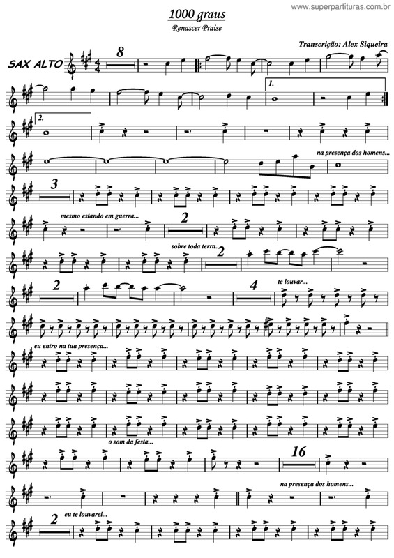 Partitura da música Mil Graus