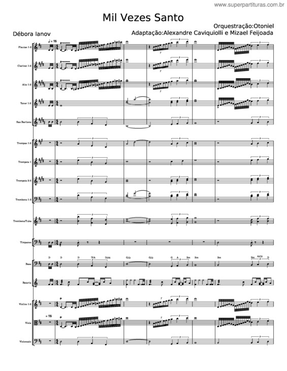 Partitura da música Mil Vezes Santo – Irmãs Leonel