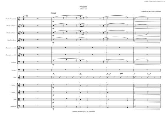 Partitura da música Milagres – Juliano Son