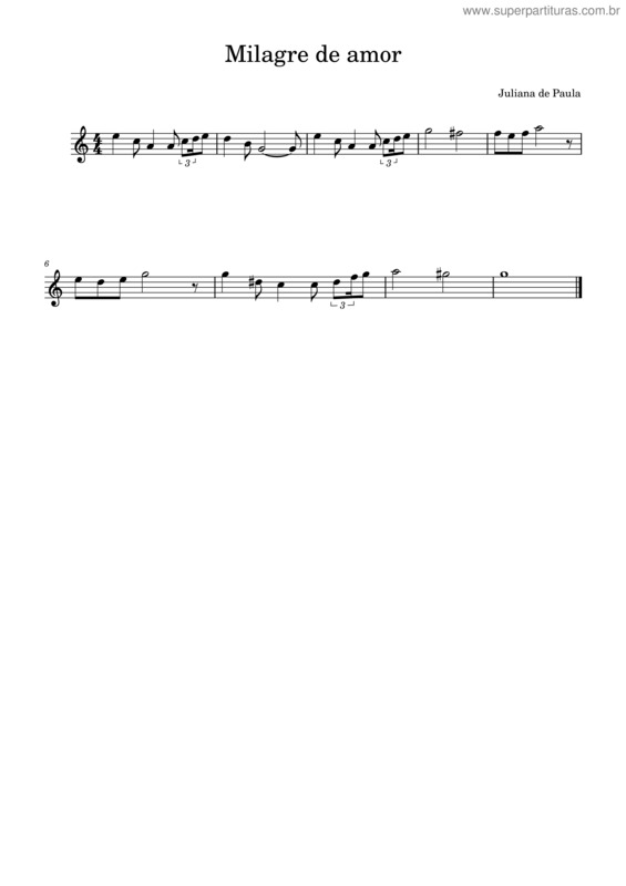 Partitura da música Milagres De Amor – Juliana De Paula