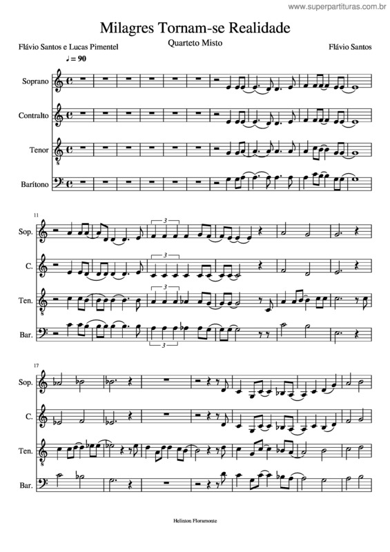 Partitura da música Milagres Tornam–Se Realidade