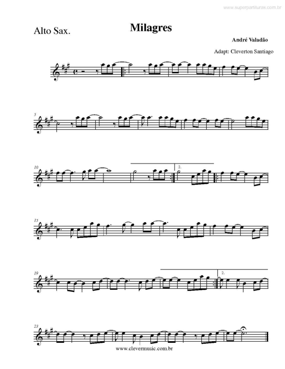 Partitura da música Milagres v.2