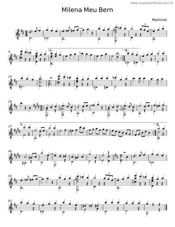 Partitura da música Milena Meu Bem