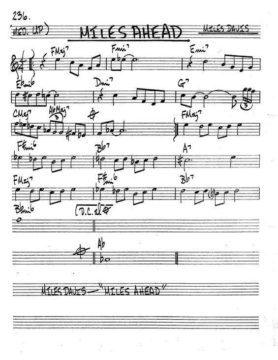 Partitura da música Miles Ahead v.2