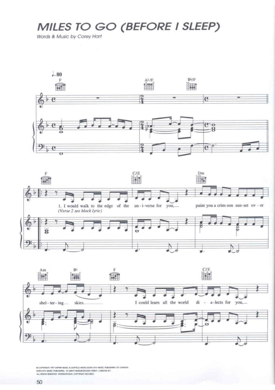 Partitura da música Miles to Go (Before I Sleep)
