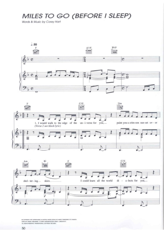 Partitura da música Miles to Go (Before I Sleep)