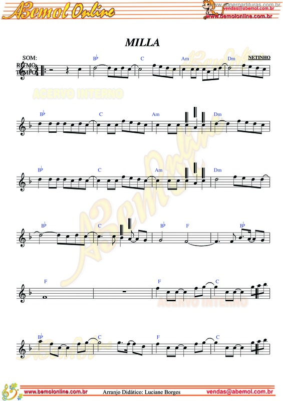 Partitura da música Milla v.2