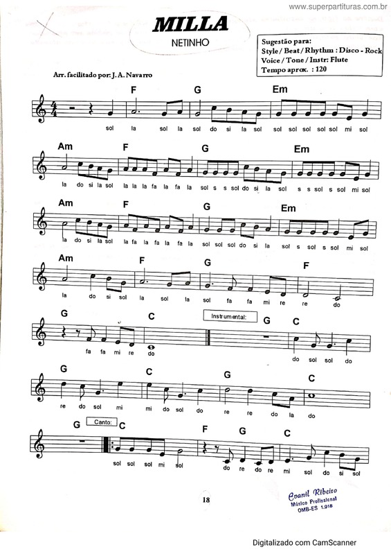 Partitura da música Milla v.3