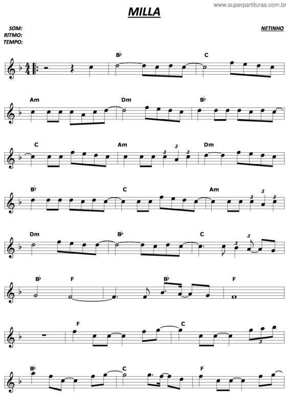 Partitura da música Milla v.4