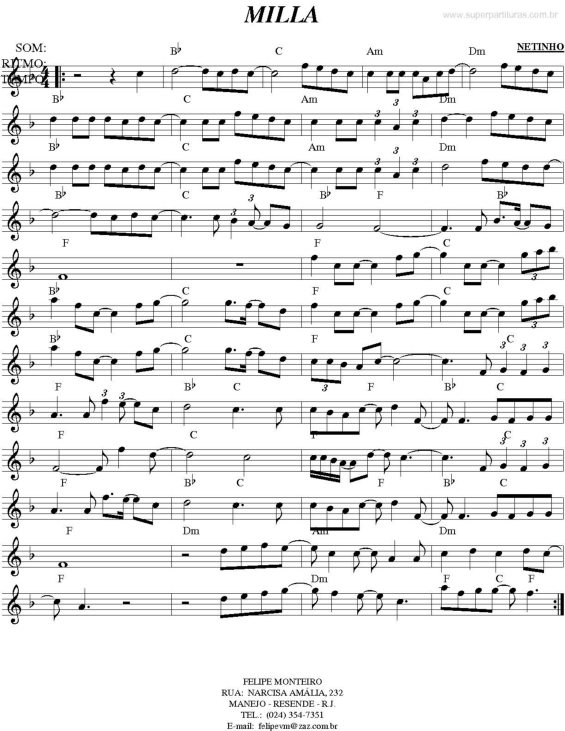 Partitura da música Milla