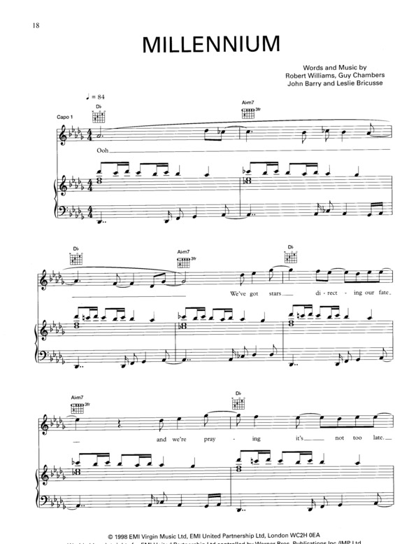 Partitura da música Millennium