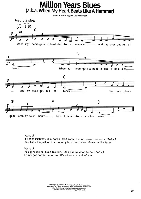 Partitura da música Million Years Blues