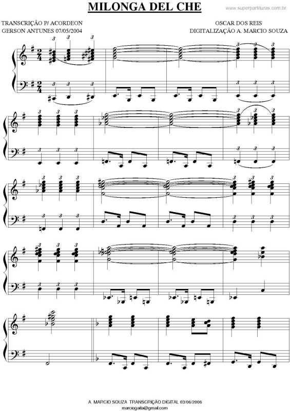 Partitura da música Milonga Del Che