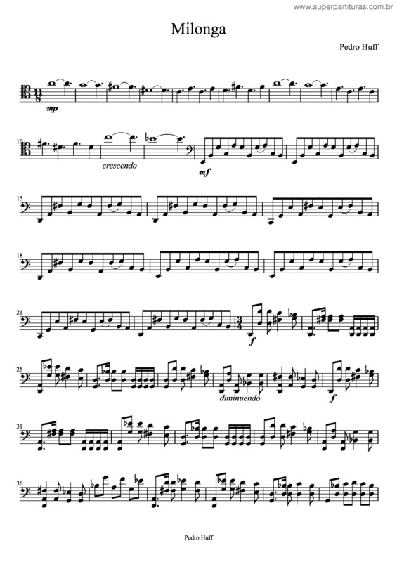 Partitura da música Milonga