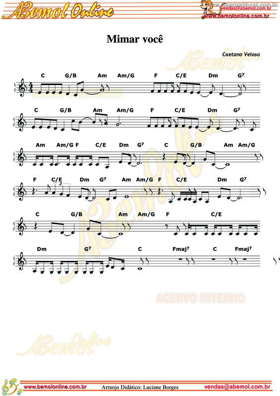 Partitura da música Mimar Você v.2