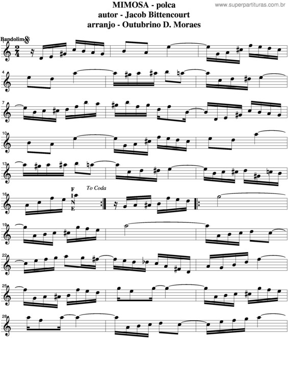 Partitura da música Mimosa v.2