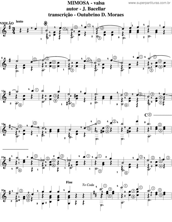 Partitura da música Mimosa v.7