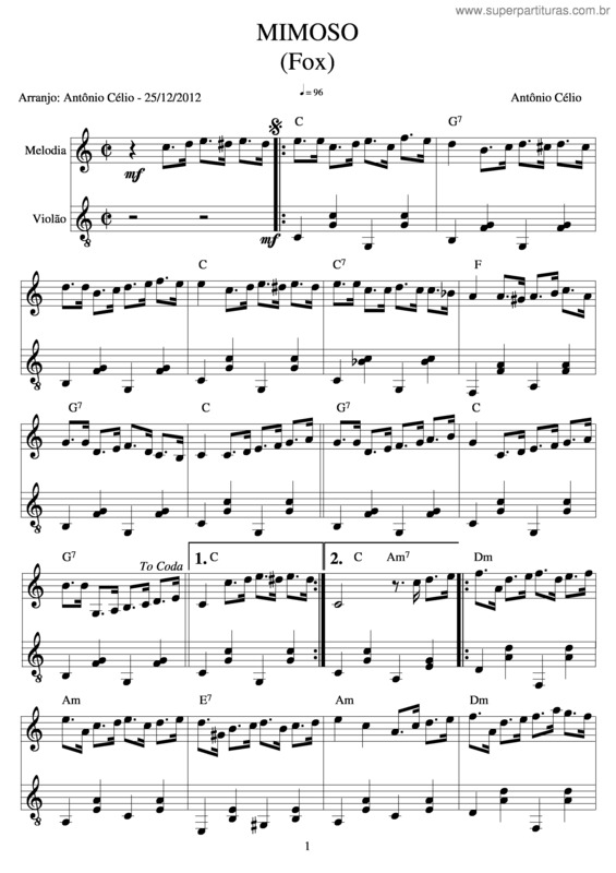 Partitura da música Mimoso v.3