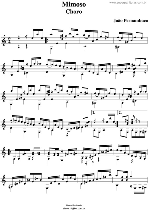 Partitura da música Mimoso