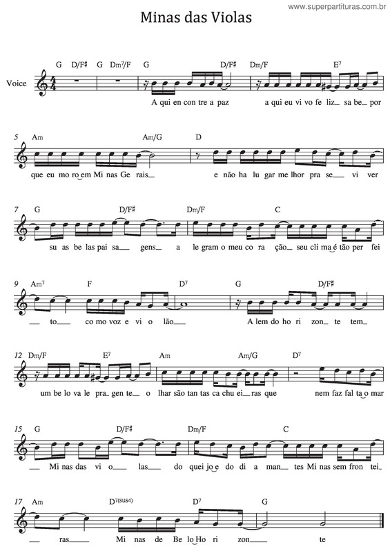 Partitura da música Minas das Violas v.2