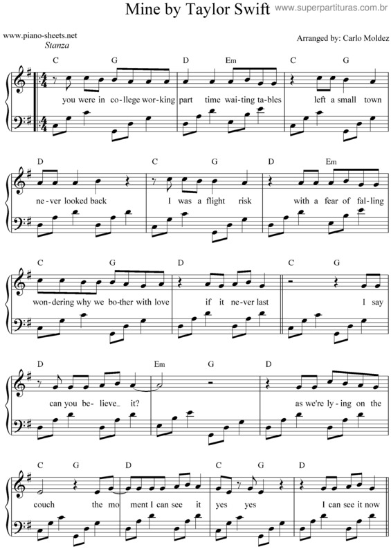 Partitura da música Mine