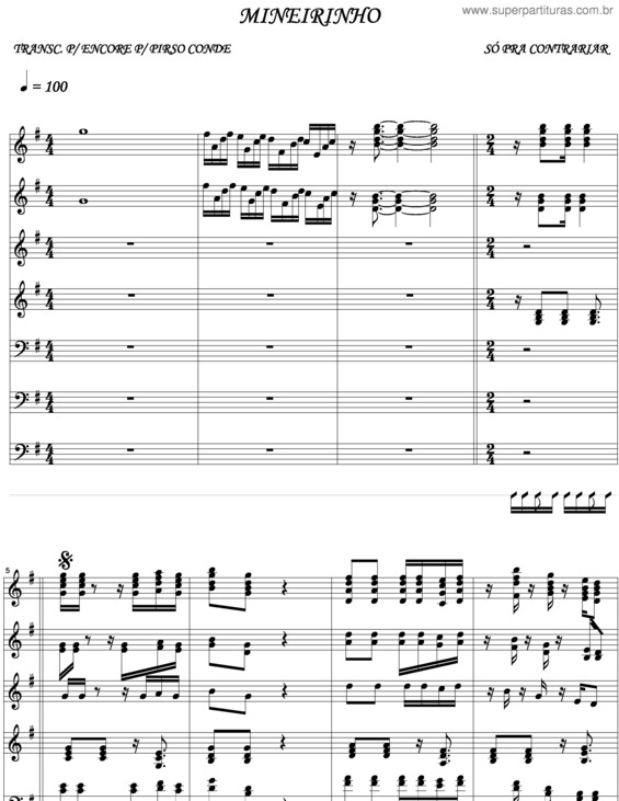 Partitura da música Mineirinho v.2