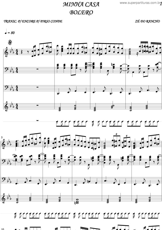 Partitura da música Minha Casa