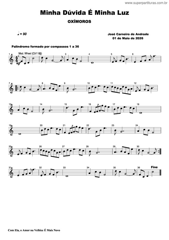 Partitura da música Minha Dúvida É Minha Luz