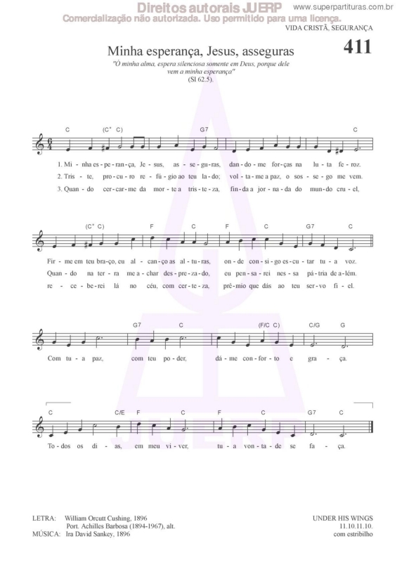 Partitura da música Minha Esperança, Jesus, Asseguras - 411 HCC