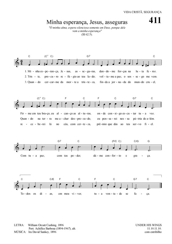 Partitura da música Minha Esperança Jesus Asseguras