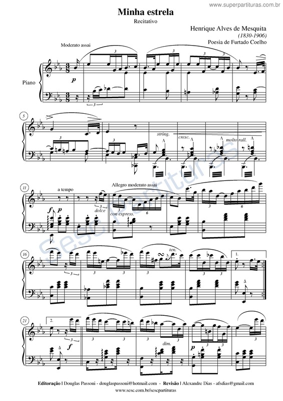 Partitura da música Minha estrela