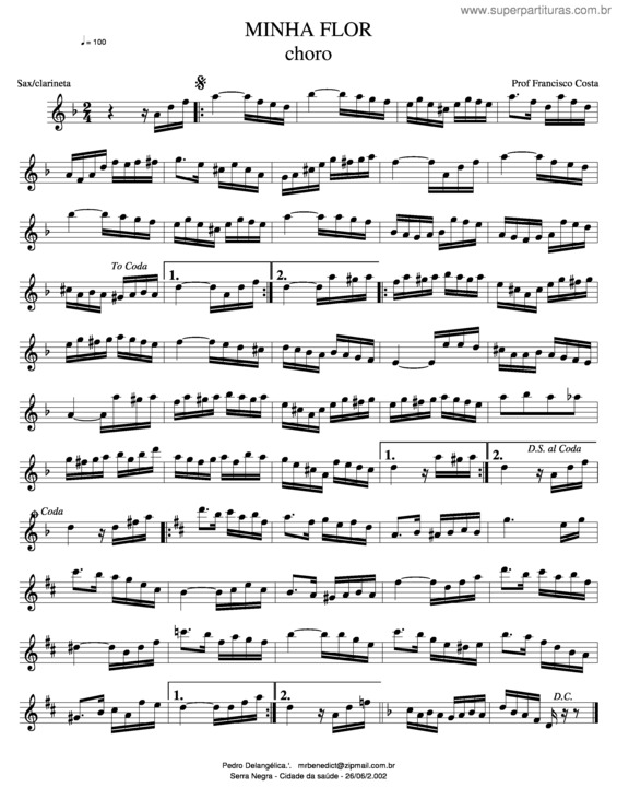 Partitura da música Minha Flor