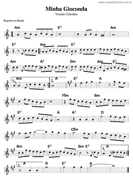 Partitura da música Minha Gioconda v.2