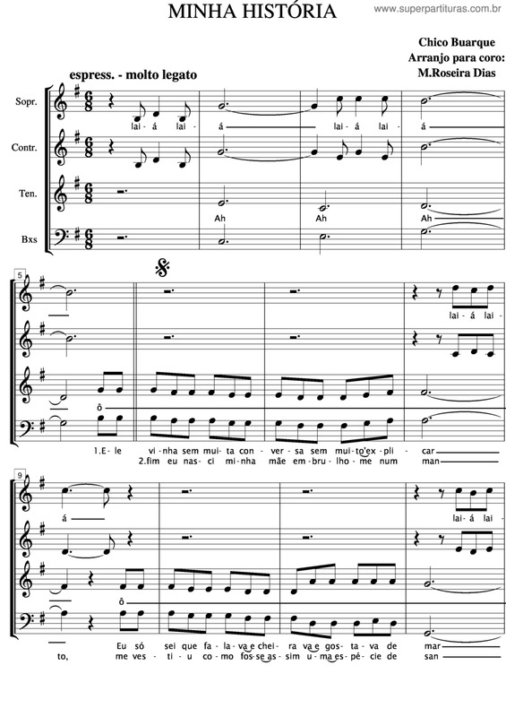 Partitura da música Minha História v.2