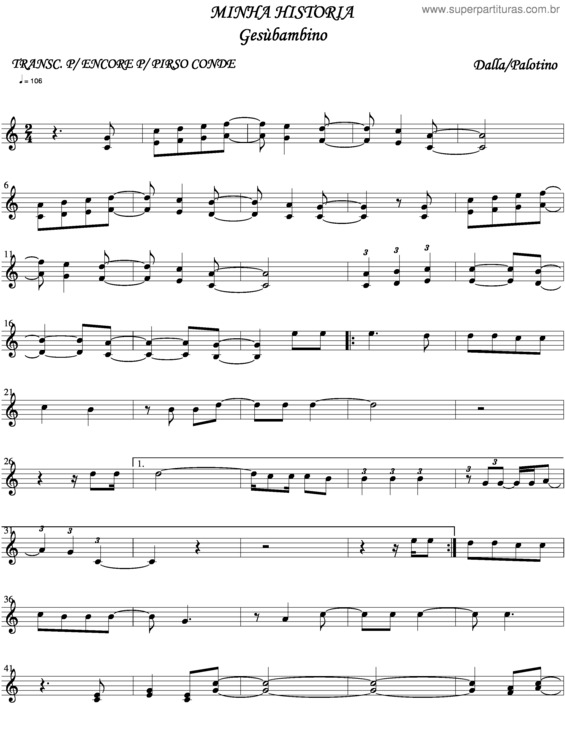 Partitura da música Minha Historia v.3