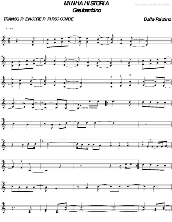 Partitura da música Minha Historia