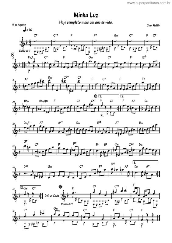 Partitura da música Minha Luz