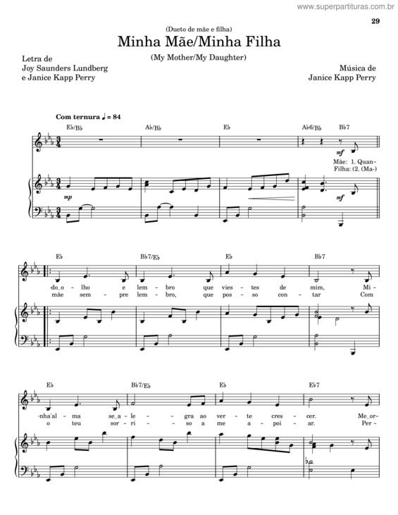 Partitura da música Minha Mãe