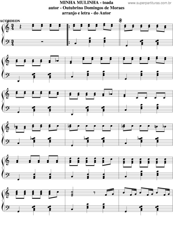 Partitura da música Minha Mulinha v.2