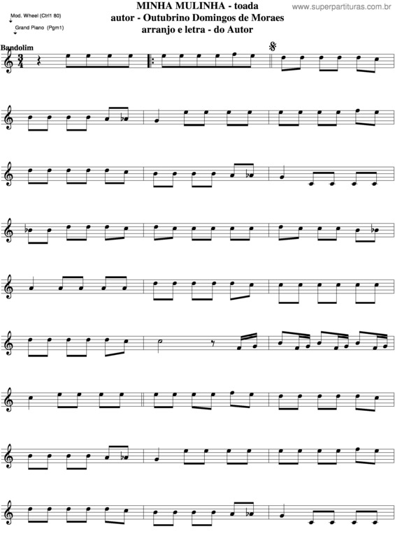 Partitura da música Minha Mulinha v.3