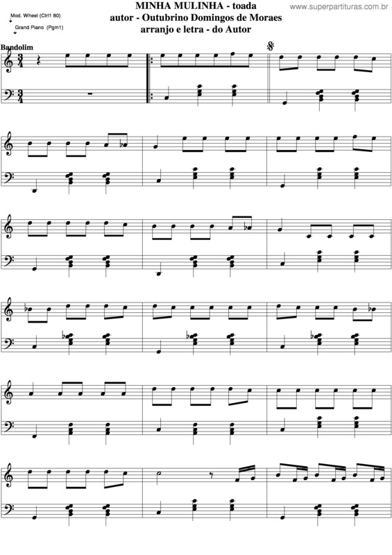 Partitura da música Minha Mulinha v.4