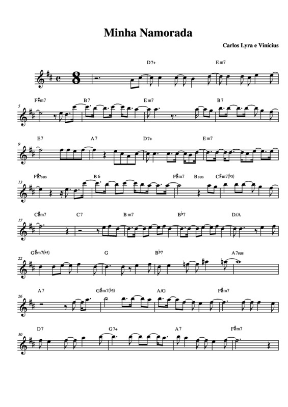 Partitura da música Minha Namorada v.3