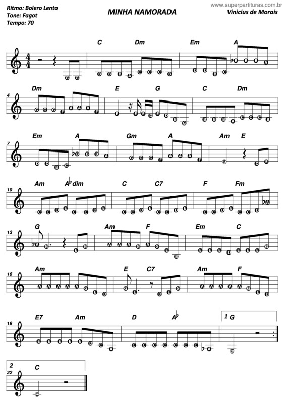 Partitura da música Minha Namorada v.7