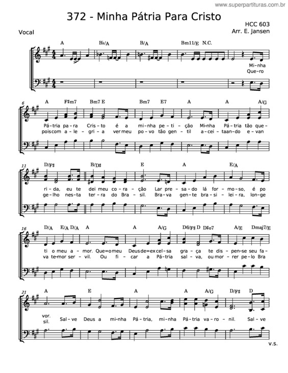 Partitura da música Minha Pátria Para Cristo – Misc Praise Songs