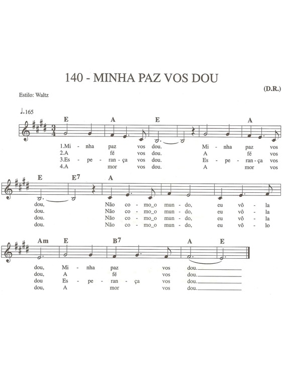 Partitura da música Minha Paz Vos Dou