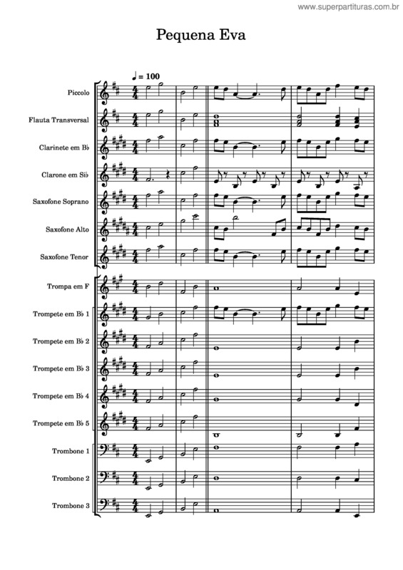 Partitura da música Minha Pequena Eva Pequena Eva